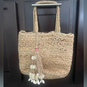 Zara straw tote with shells
